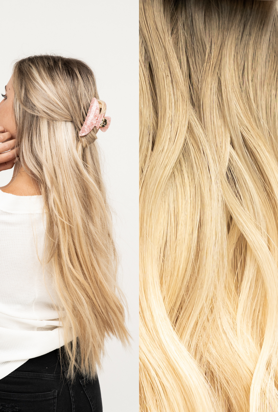 Waved Hand Tied Weft Rooted #8/D16/22 (Rooted Buttercream)