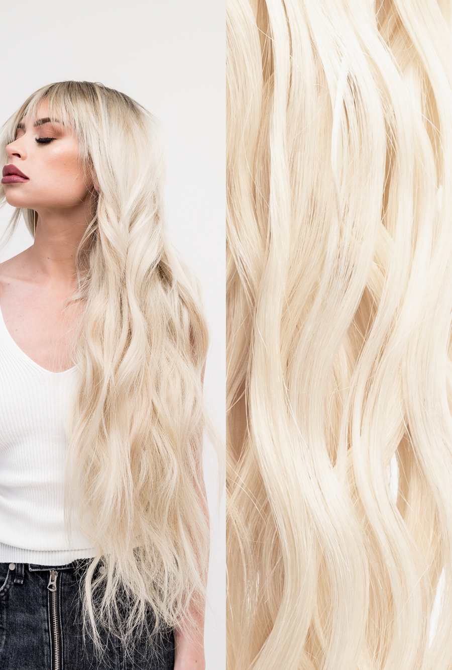 Waved Hand Tied Weft #60 (Platinum)