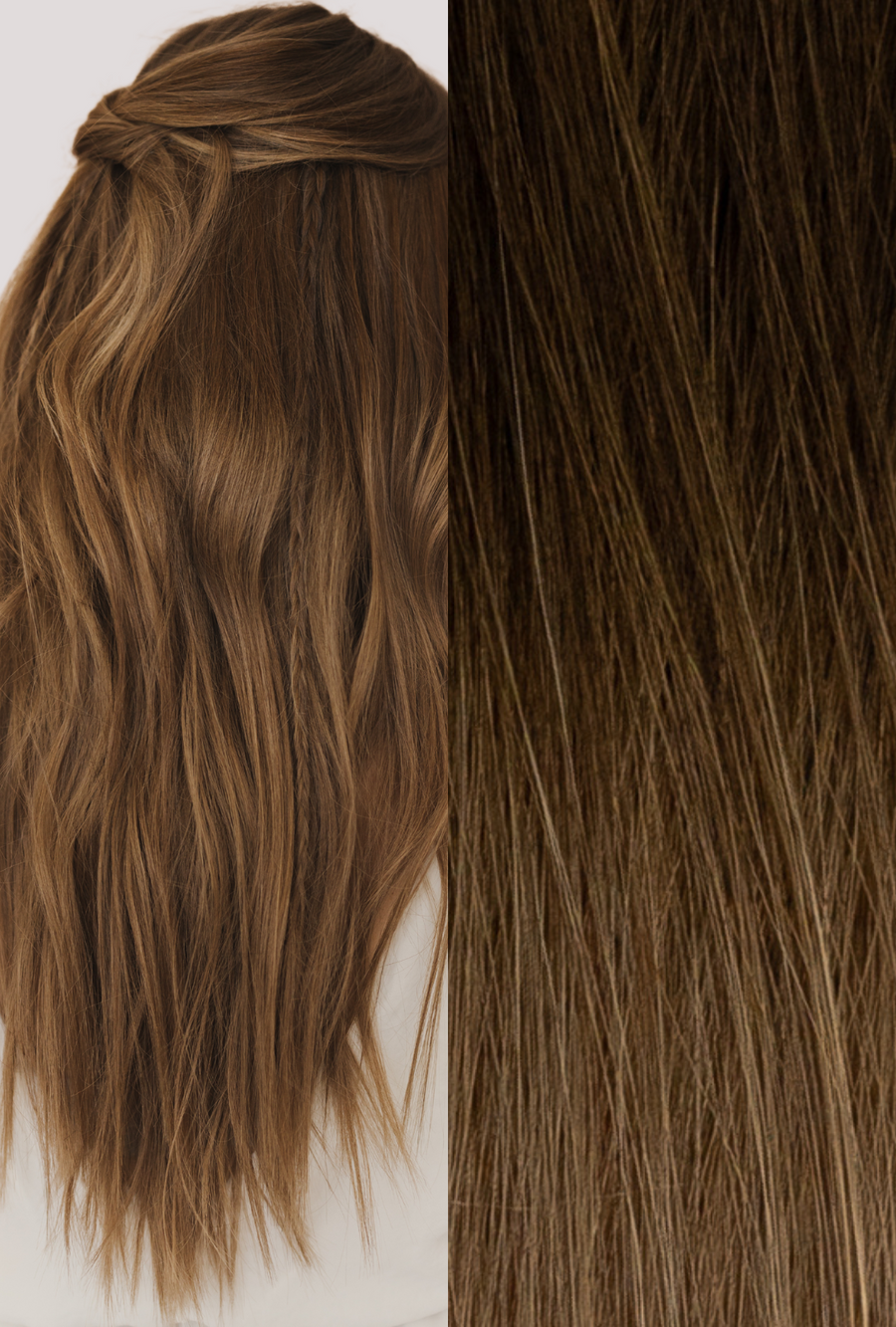Halfsies Hand Tied Weft Extensions Ombré #3/8 (Spiced Cider)