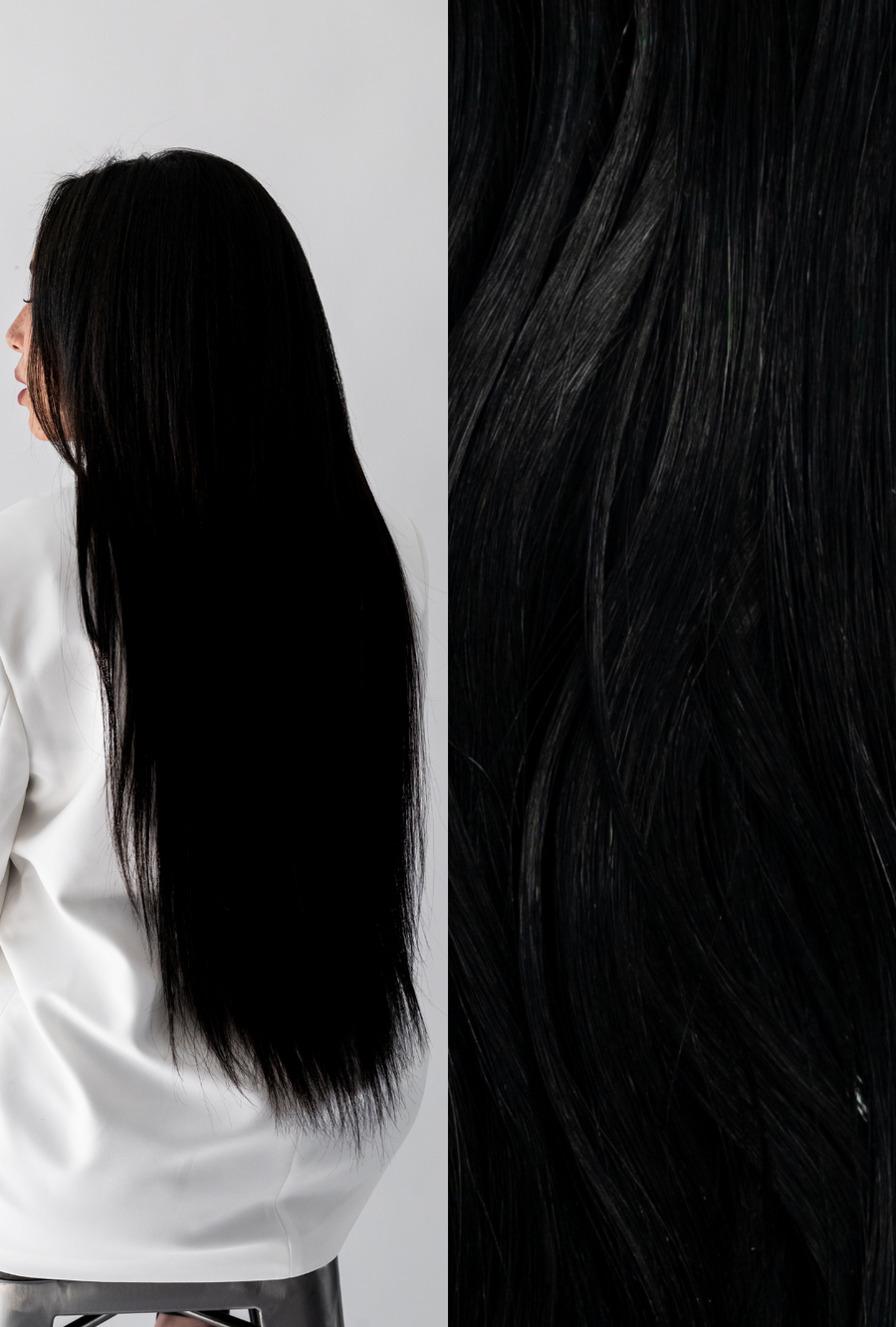 Waved Machine Sewn Weft #1 (Black Noir)