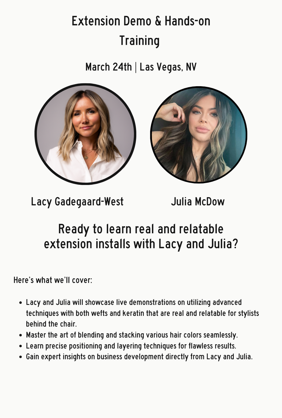 3.24.25 Weft and Keratin Demo + Hands On with Lacy Gadegaard-West & Julia   (Las Vegas, NV)